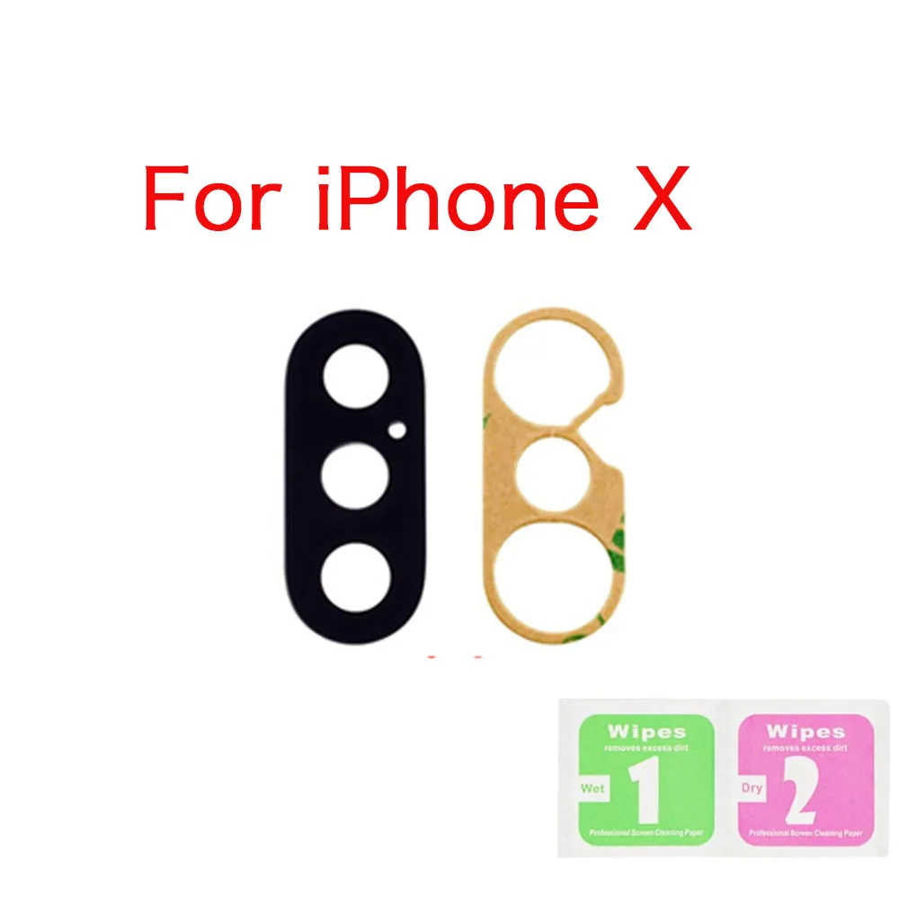 Back Camera Lens Glass Replacement for iPhone X XR XS 11 12 13 Mini 14 Plus Pro Max With 3M Adhesive + Wet Dry Clear Wipes