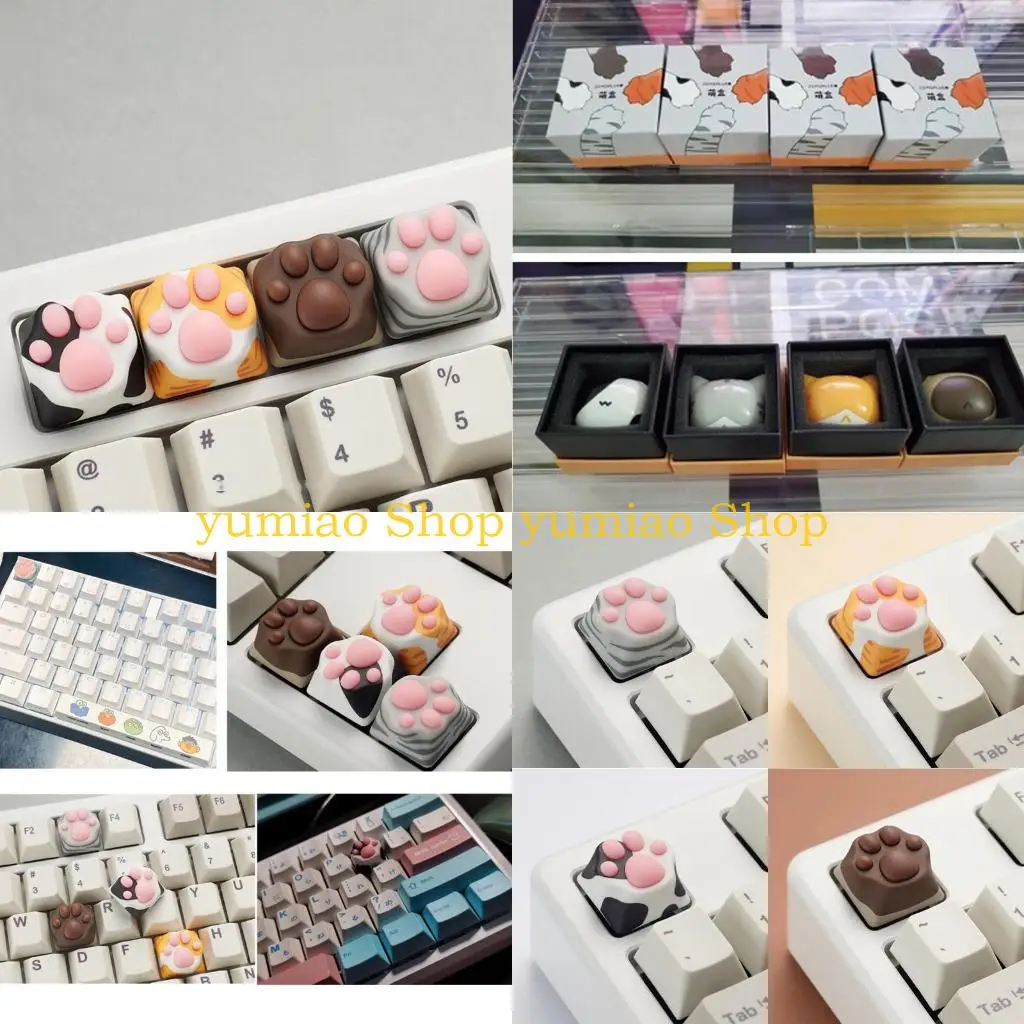 

587B Cartoon for Cat Paw Keycap Compatible for Cherry MX Switches Durable Keycap Keyboard Replacement Accessorie
