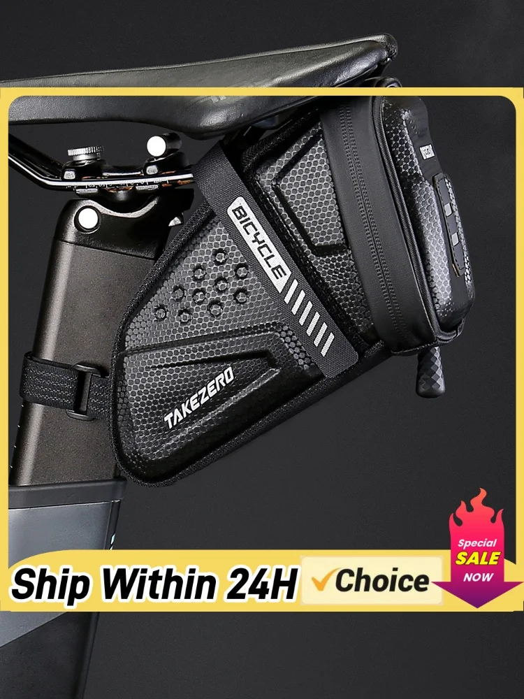 1L Bike Saddle Bag Large Capacity Bike Seat Bag Back Seat Pouch Reflective Bike Pocket Pack EVA for Mountain Road Bikes