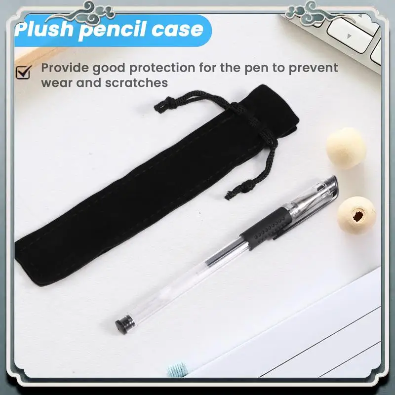 

Premium 200 Pcs Black Velvet Pen Pouch Sleeve Holder Single Pen Bag Case Pencil Bag