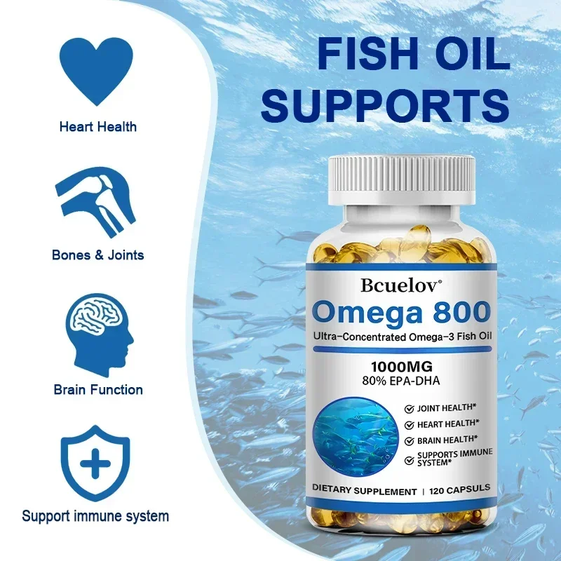 Добавка с рыбьим жиром, 1000 мг, мягкие капсулы Omega 3 с EPA и DHA, поддержка сердца, мозга и иммунной системы