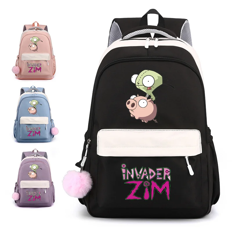 Zaino modello Invader Zim Cartoon Anime Zaino da scuola per adolescenti Zaino da cartone animato Zaini di grande capacità di alta qualità