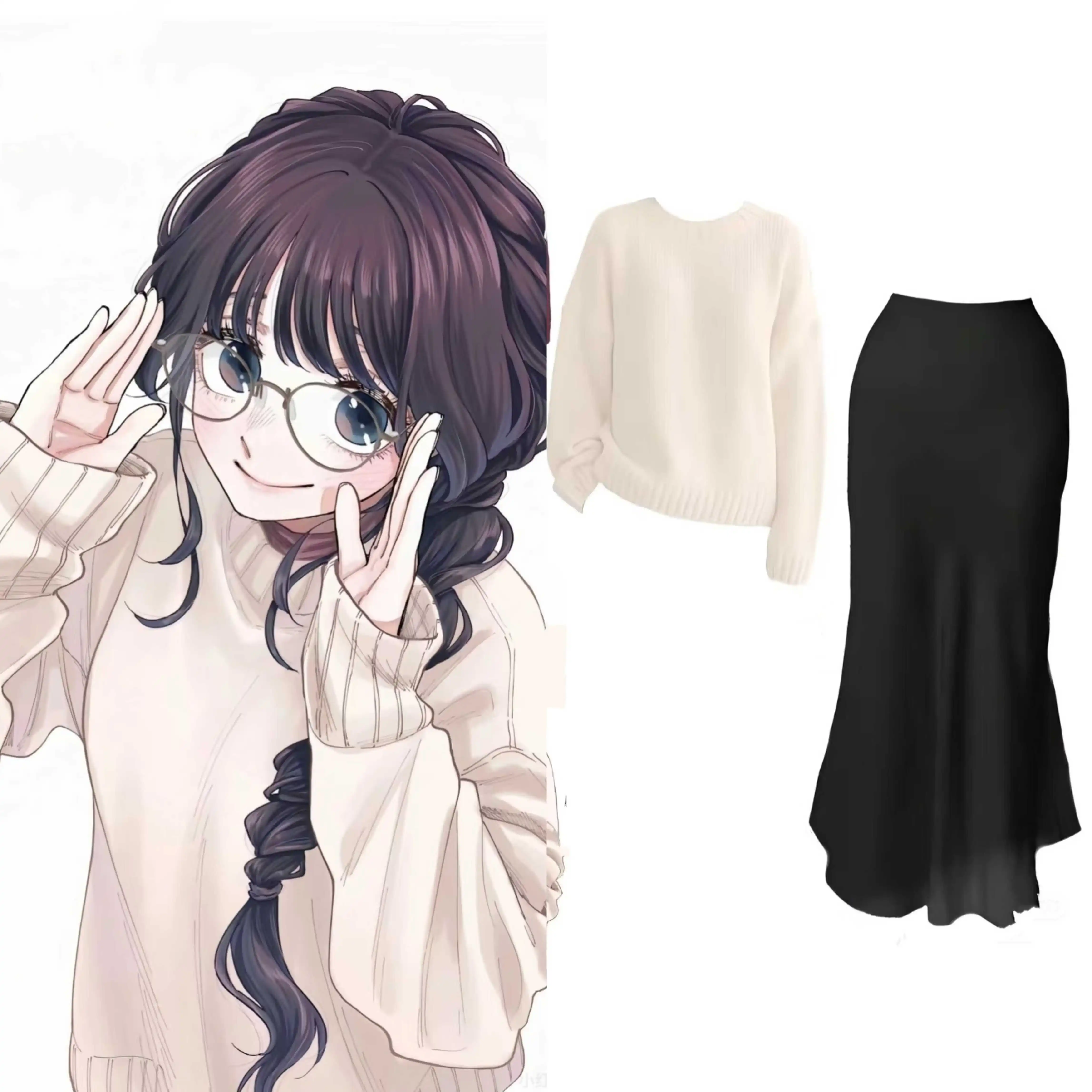 زهرة عطرة تتفتح مع كرامة كاوروكو واغوري تأثيري حلي شعر مستعار سترة بيضاء سوداء ذيل السمكة تنورة حفلة الهالوين