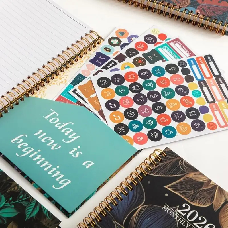 

LXAA 2026 Flower Planner Еженедельный ежемесячный журнал с двойной катушкой в ​​переплете для планирования