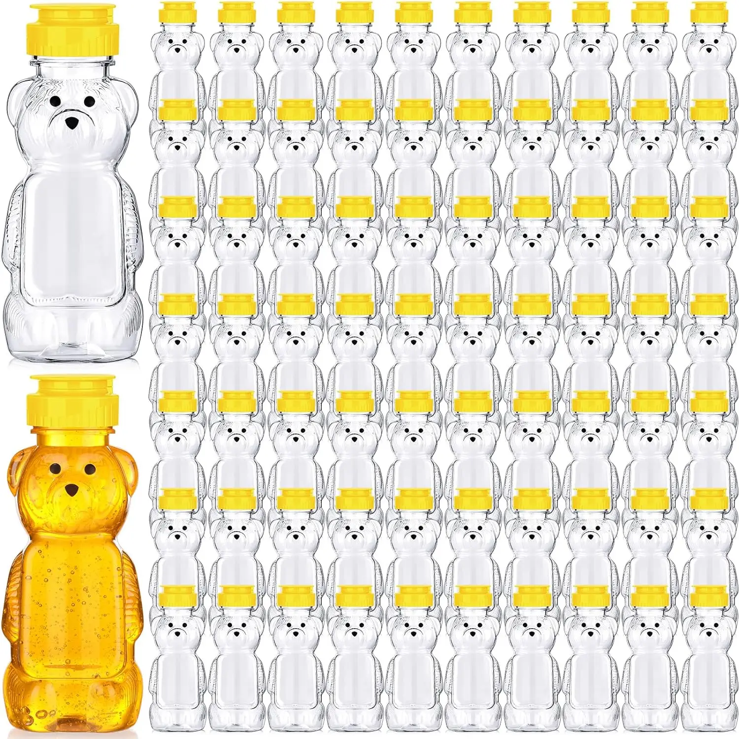 8oz Plastic Bear Honey Bottle  Empty Honey Squeeze Bottle Bulk Honey Bear Cup for Honey Juice Storing and Dispensing