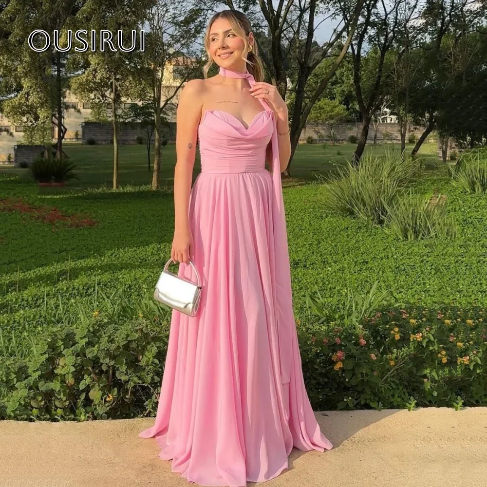 

Elegant Simple Sweetheart A Line Prom Dresses Sleeveless Chiffon Floor Length Customized Evening Dresses Vestido De Novia