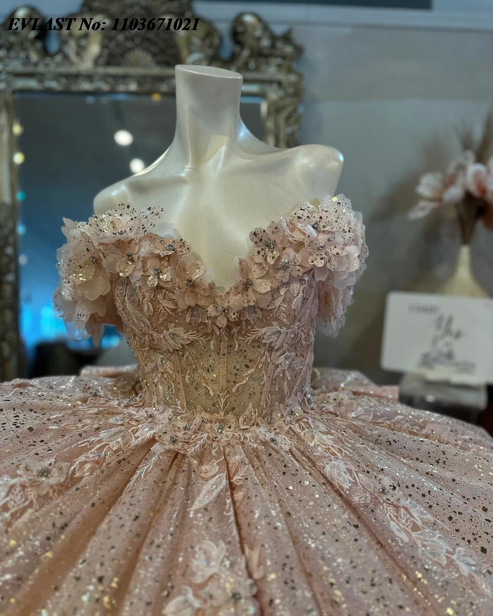 Evlast Blush quinnceanera ชุดชุดไปงานเต้นรำแวววาวลูกปัดคริสตัลชุดรัดตัว16 vestidos de 15 anos SQ674