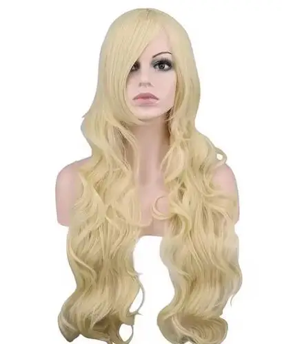 Synthetische lange lockige Cosplay Perücke Kostüm Party rot rosa silbergrau blond schwarz 70 cm Hoch temperatur Haar Perücken