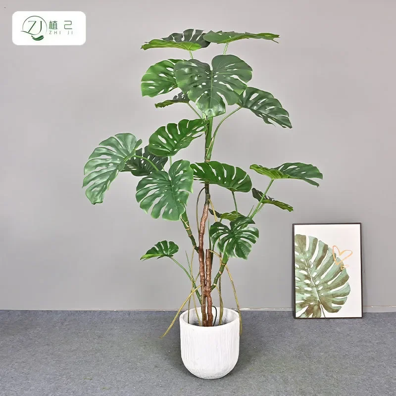 Large Artificial Monstera Deliciosa Tree Fake Tropical Plant Potted Greenery for Living Room Office Floor Home Decor Bionic