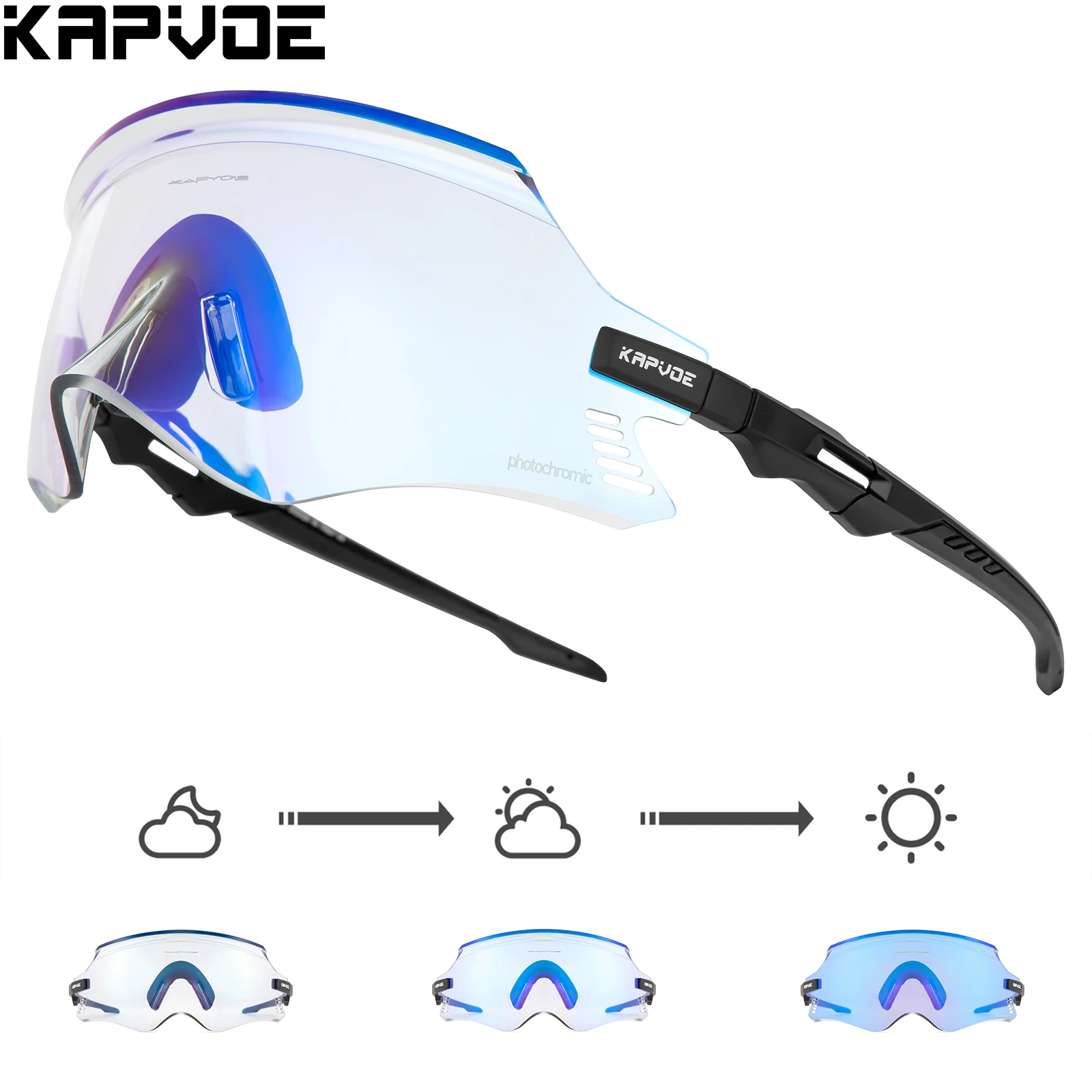 【セール中】Kapvoe フォトクロミックサイクリングサングラス UV400 サイクリングメガネ屋外バイクアイウェアスポーツ自転車メガネ MTB ゴーグル接眼レンズ