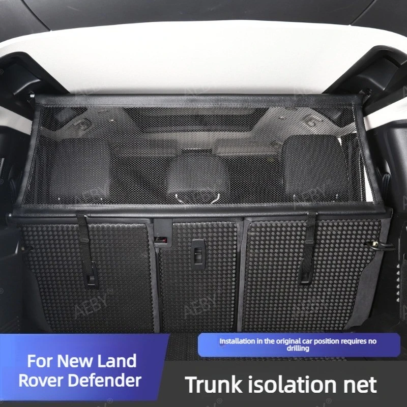 AEBY For New Land Rover Defender 2020-2026 Trunk Cargo Net Pet Barrier Luggage Safety Guard Mesh Organizer Interior Accessories