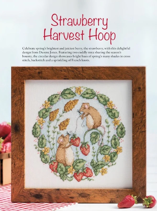 Cross Stitch Kit for DIY Handmade Home Decor, Birds on a Teapot Bouquet, Fabric Cloth, Cotton -10. Harvest of Strawberries 31-31