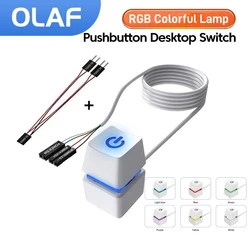 Olaf 1-5M Computer Desktop Switch RGB Light Motherboard External Start Power On/Off Button Extension Cable For Home Office Host