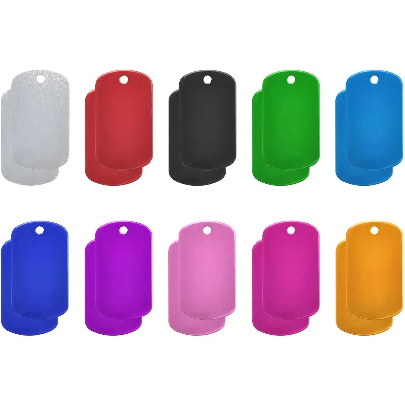 100Pcs Blank Mixcolor Dog Tag Military Pet Id Tags Aluminum Name Pendant Dog Tags Personalized Blank Name Plate