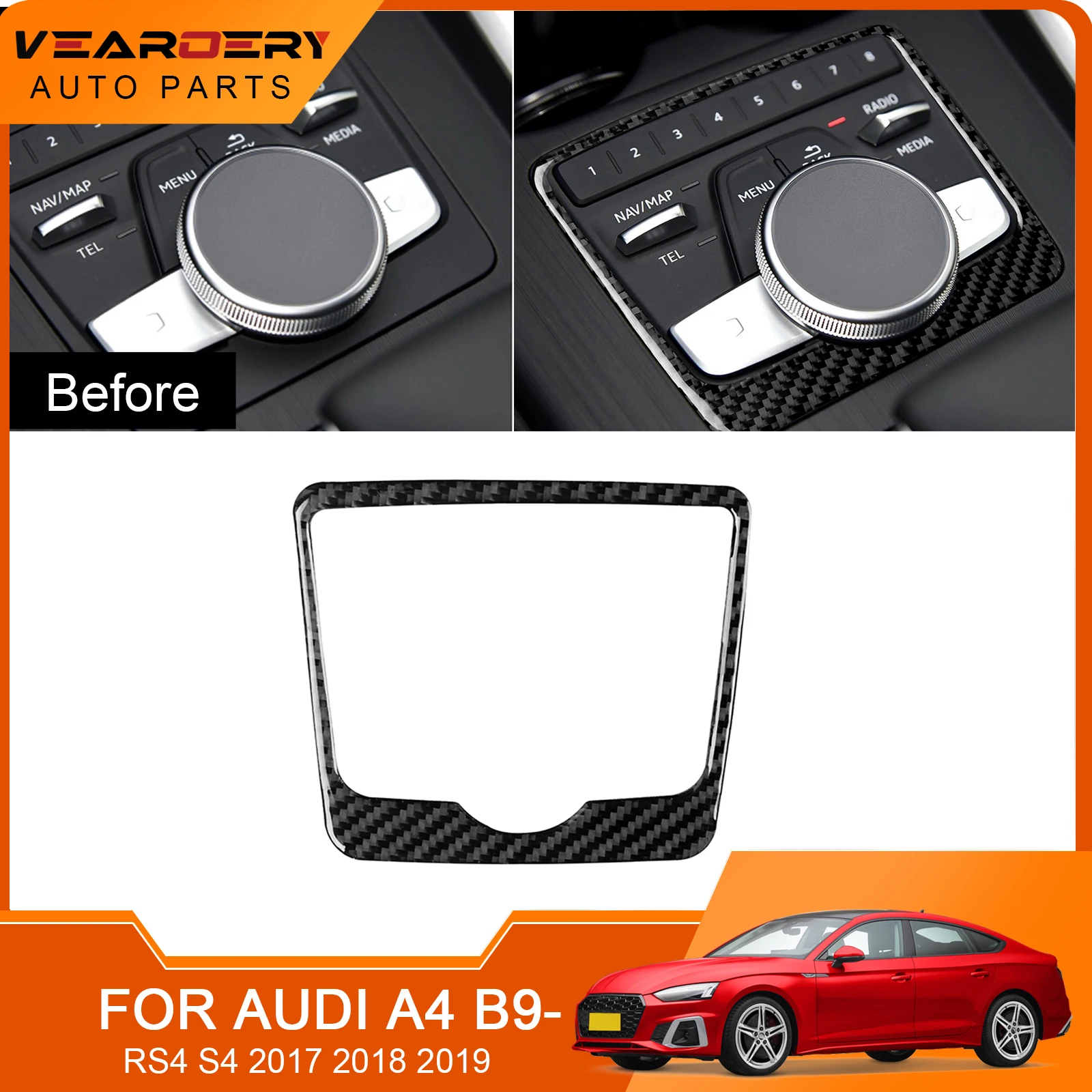 Auto Interior Carbon Fiber Car Mini LCD Display Board Sticker Decoration Trim Decal Styling For Audi A4 B9 RS4 S4 2017 2018 2019