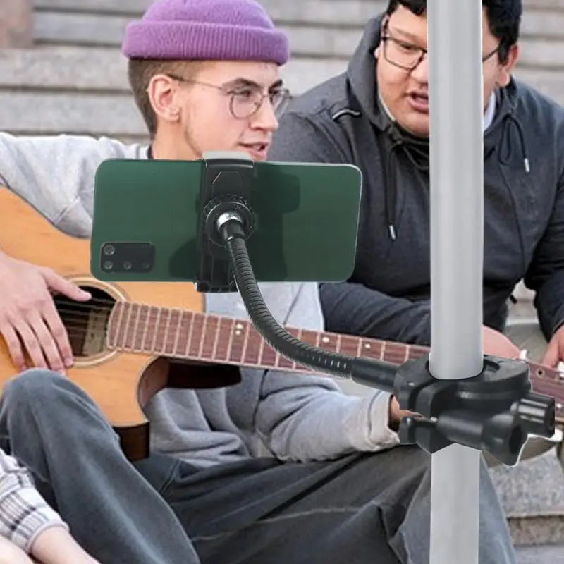 Mic Stand Phone Holder Music Stands Phone Holders Adjustable Mount With Long Gooseneck Arm Flexible For Drum Music Club Studio