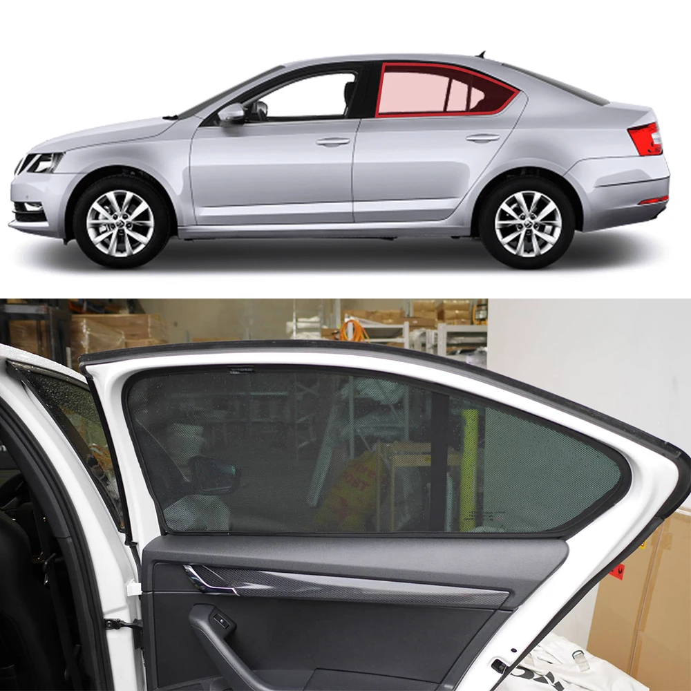 Magnetic Car Sunshade For Skoda Octavia 5E (2012-2019) Front Windshield Curtain Cover Rear Side Baby Window Mesh Sun Shade Visor