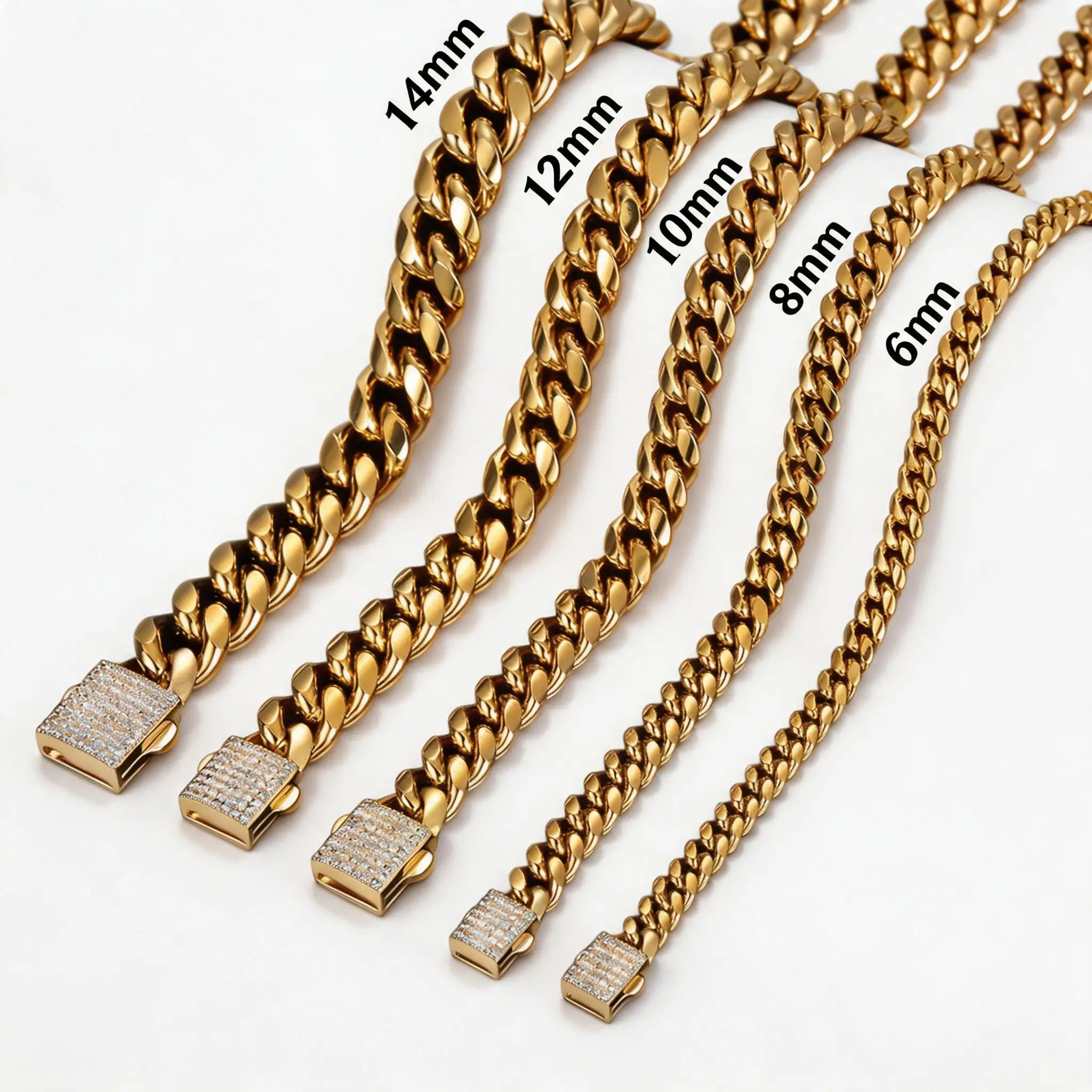 New Fashion 316L Stainless Steel Miami Link Chain Necklace Bracelet 7
