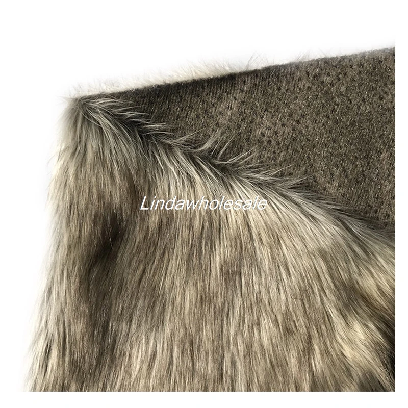 New Beige grey dye tip long plush fur,faux fur fabric,felt cloth,Wool collar material