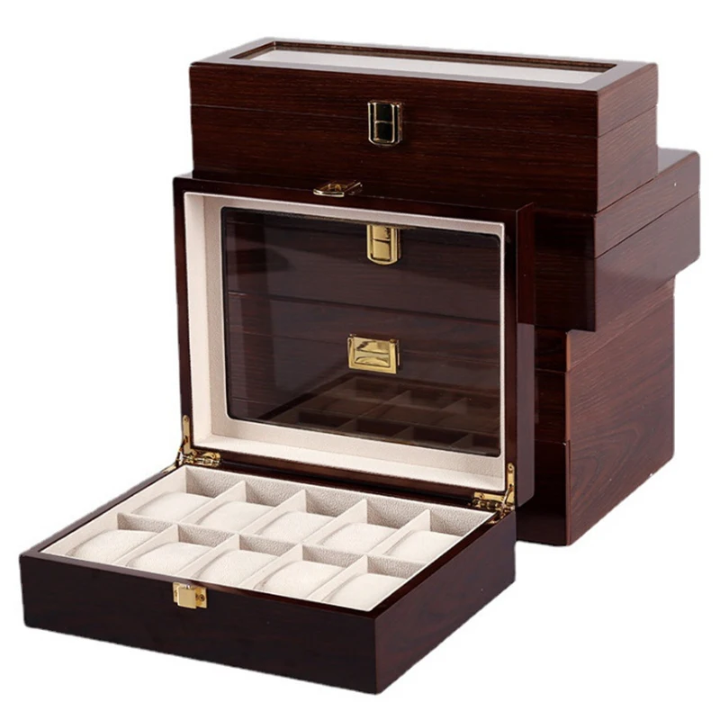 

Luxury Handmade Wood 6/10/12Grids Watch Clock Box for Men's and Women's Jewelry Storage Packaging Box Watch Organizer Display