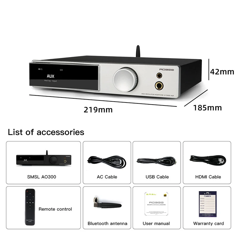 Imagem -03 - Smsl Ao300 Dac Power Amp Headphone Amplificador Hi-res Áudio com Bluetooth Ma5332ms Cs43131