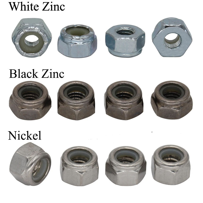 M14 M16 DIN985 White Zinc Plated Galvanized Carbon Steel Prevailling Torque Type Nylon Insert Jam Hexagon Hex Lock Nut