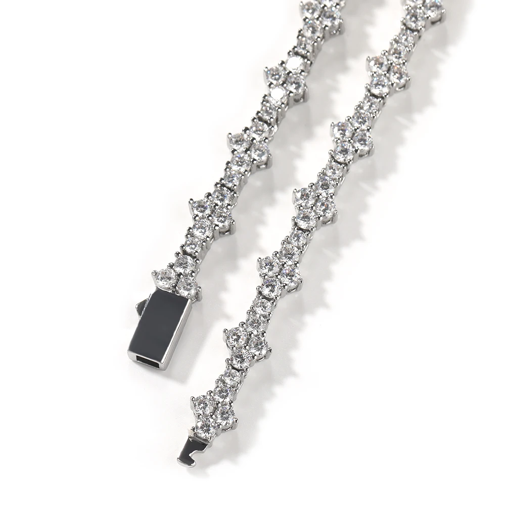 THE BLING KING Honeycomb Tennis Chain Necklace Prong Setting 5A Cubic Zirconia Choker HipHop Fashion Jewelry For Party Gift
