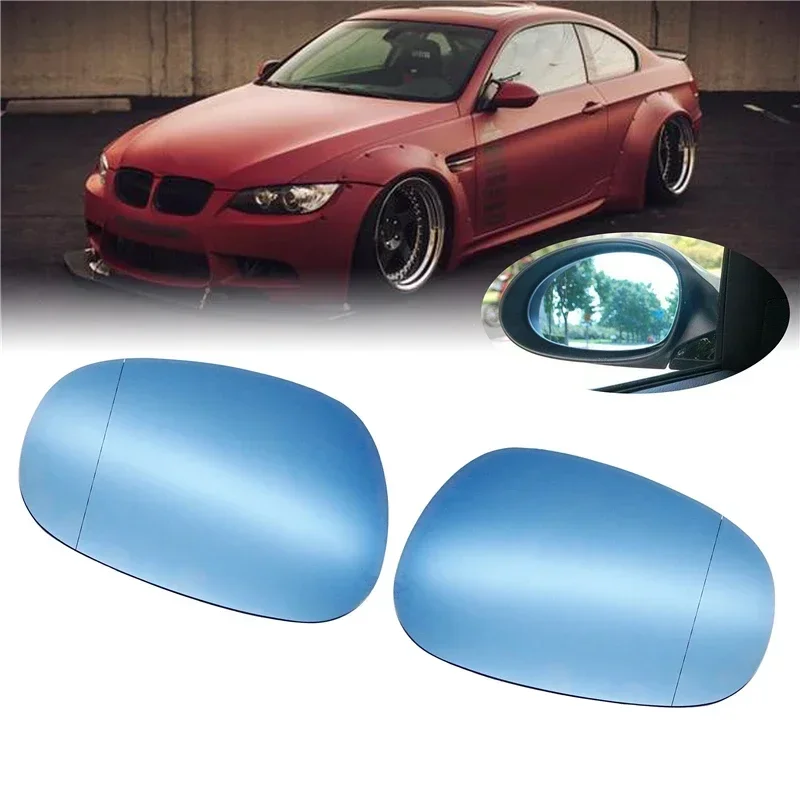 Car Heated Door Wing Mirror Blue Glass Wide Angle Anti Glare Left Right For BMW E90 E92 E93 2009-2012 Exterior Accessories