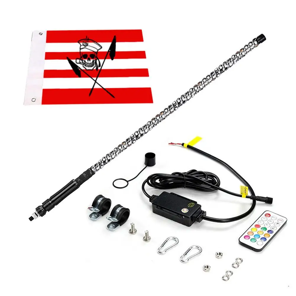 Luzes LED chicote com bandeira para veículos off-road, luz ambiente do carro, luz RGB, tira de néon, UTV, antena ATV, ferramenta, J0Z0