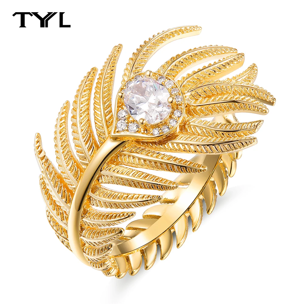 

TYYL High Quality Holiday Trend Hot Brand Luxury Jewelry Ladies Angel Feather All Stone Exquisite Couple Ring Party Accessories