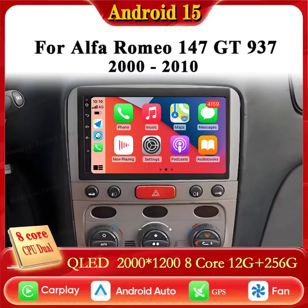 7 "Android Carplay para Alfa Romeo 147 GT 937 2000 -2010 navegación GPS automática reproductor Multimedia Carplay inalámbrico pantalla táctil WIFI