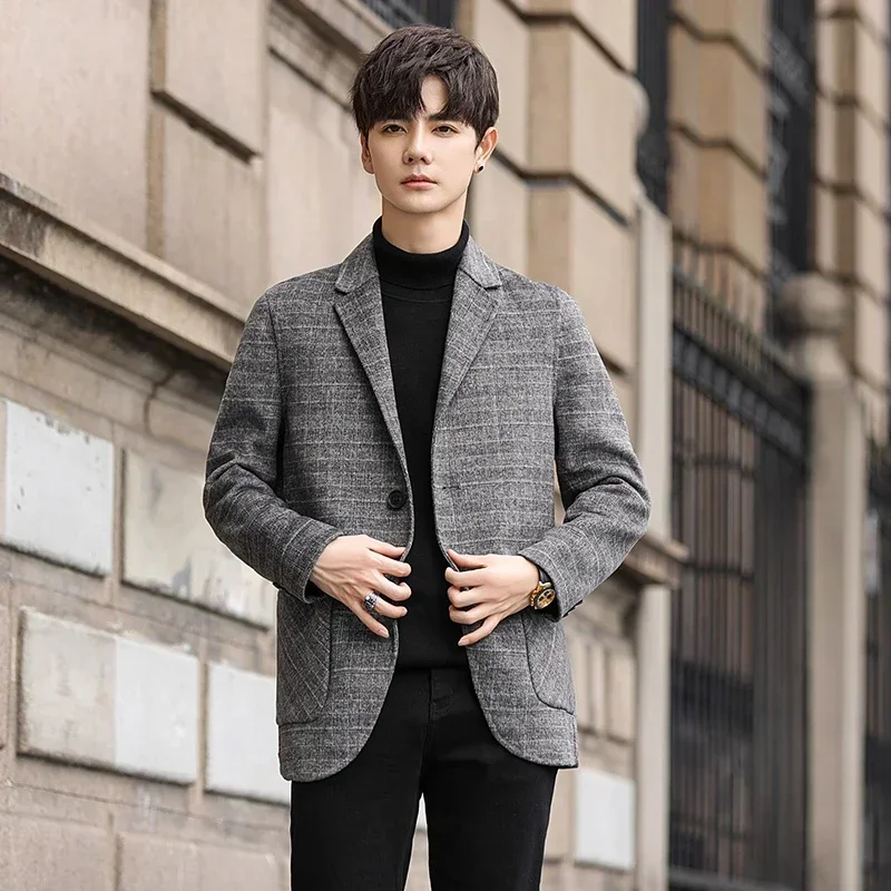 

Autumn men's short wool fashion casual double-sided wool coat British style suit jacket new clothing