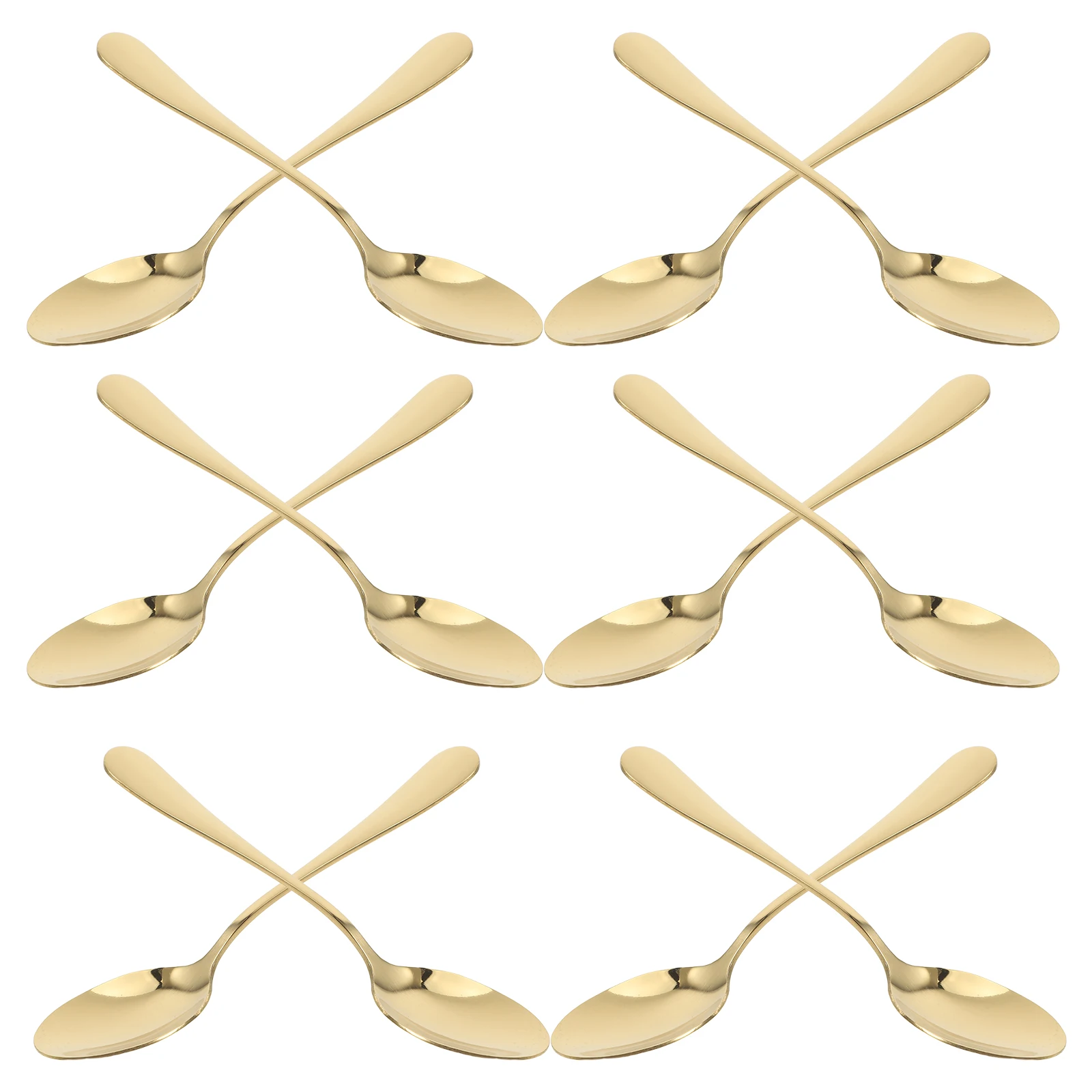 

12 Pcs Stainless Steel Dessert Spoon Spoons Dinner Brass Mixing Bar Drink Tablespoon