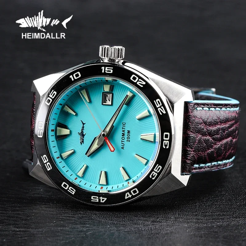 Heimdallr Monster Diver Reloj de pulsera para Hombre, Esfera Azul, Escarcha, Cristal Zafiro NH35, Mecánico, Automático, Resistencia al Agua, 200m