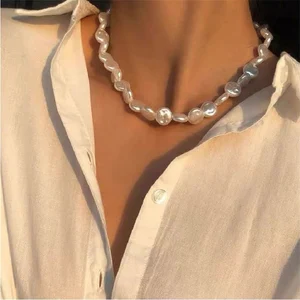 Trend Wedding Party Jewelry Vintage Pearl Choker Necklace For Women Elegant White Imitation Heart Shape Pearl Necklaces X278 10 best sales white pearl - №7