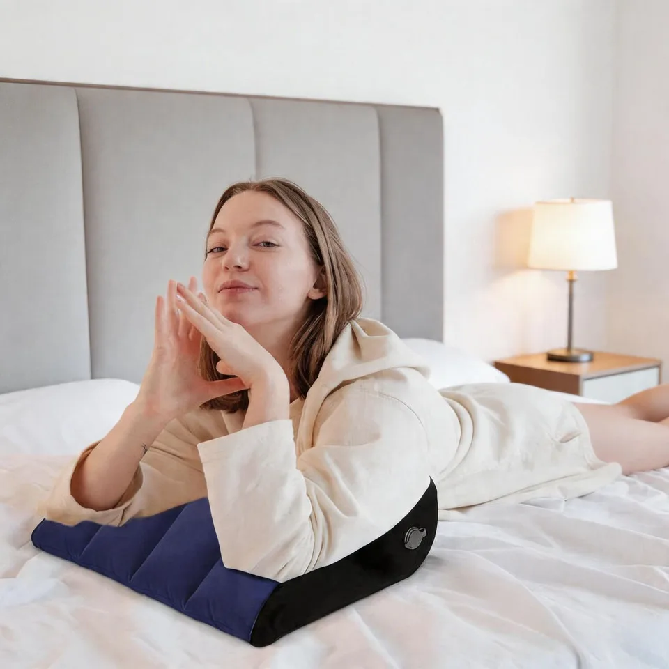 

Press-to-inflate Triangular Travel Flocked Pillow Office Lumbar Support Waist-protecting Seat Cushion Lightweight Wedge