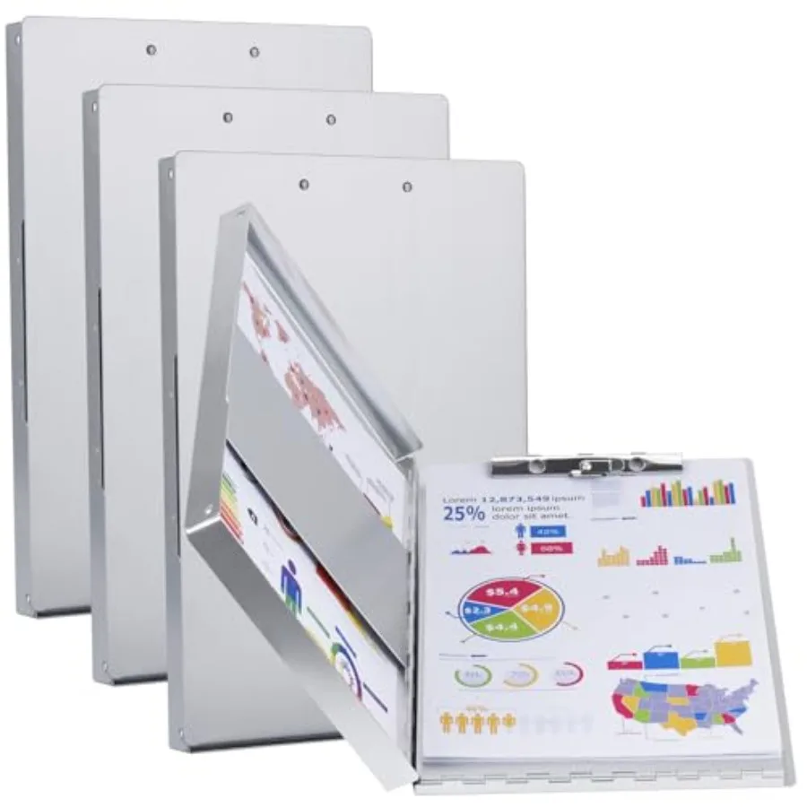 

Алюминиевый планшет-клипборд с отсеком для хранения и зажимом, из переработанных материалов, прочный, формата Letter, металлический держатель для документов для бизнеса