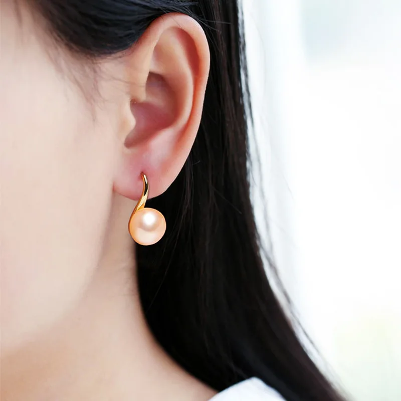 New Simple Celebrity Style Gold Pearl Drop Earrings for Woman Fashion 925 Silver Jewelry Wedding Girl's Sweet Accessories