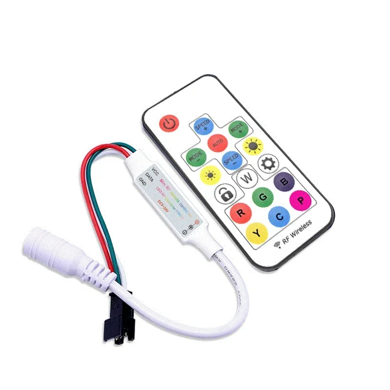 Controle remoto sem fio rf para tira conduzida, tira de luz led rgb digital, dc5v 12v, 2048pixels, 300 chaves, 17key, ws2812b, ws2811