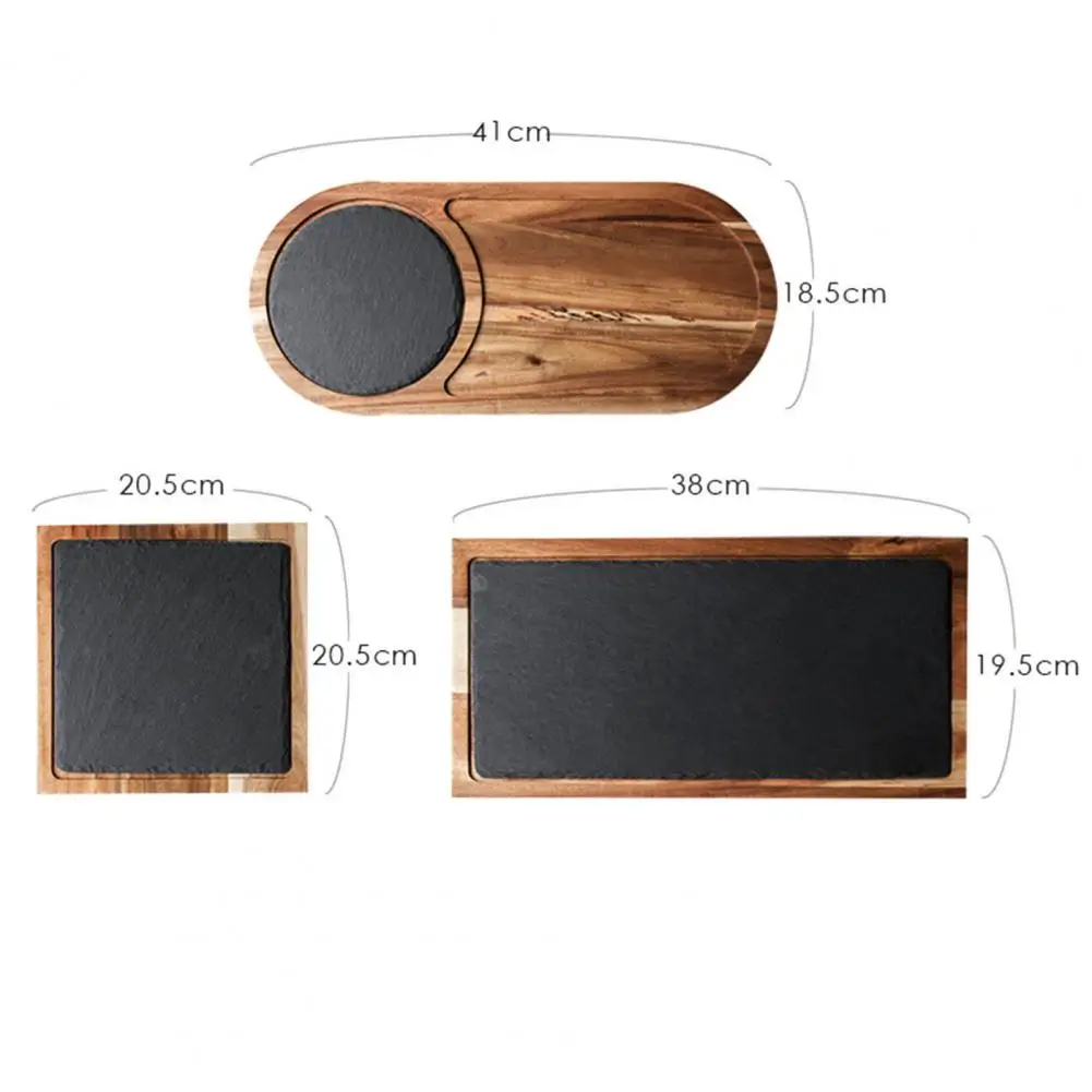 Steak Plate Solid Wood Western Food Plate Stone Steak Tray  Anti-deformed Modern Style Steak Plate