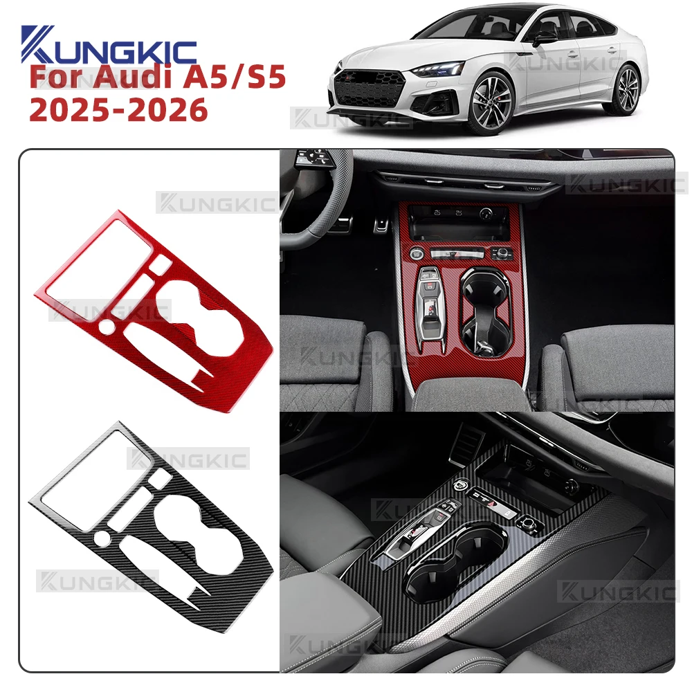

Real Soft Carbon Fiber For Audi A5 A6 S5 B10 e-tron 2025 2026 RHD LHD Automatic/AT Car Gear Shift Panel Sticker Accessories