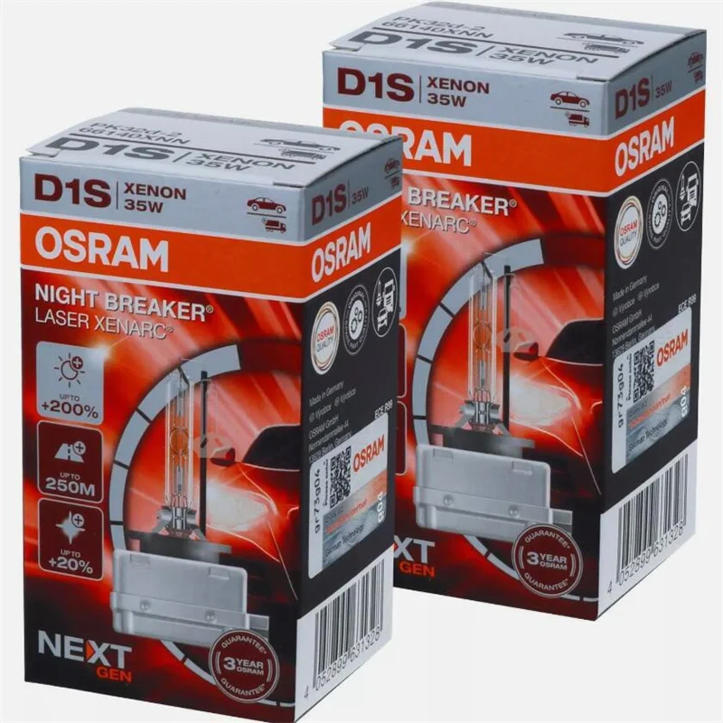 Free Shipping 10 PCS OSRAM D1S D2S D2R D3S D4S D4R D8S NIGHT BREAKER LASER XENARC XNL 35W PK32D-2NEXT GENERATION MADE IN GERMANY 