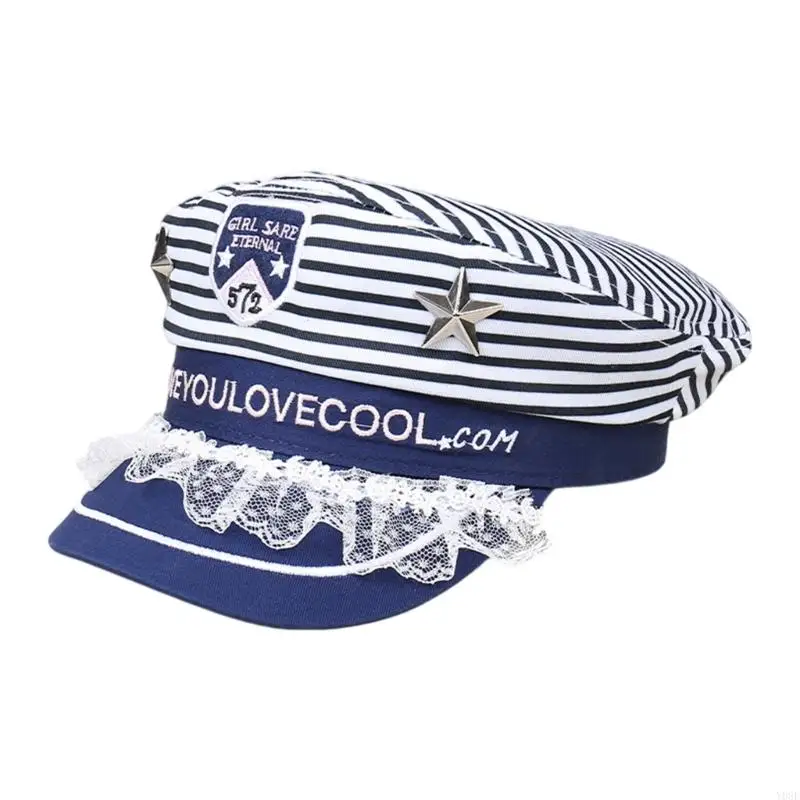 船員スタイルのベレー帽帽子通気性ポリエステル帽子仮装パーティーやカジュアルな衣装に快適-y08e