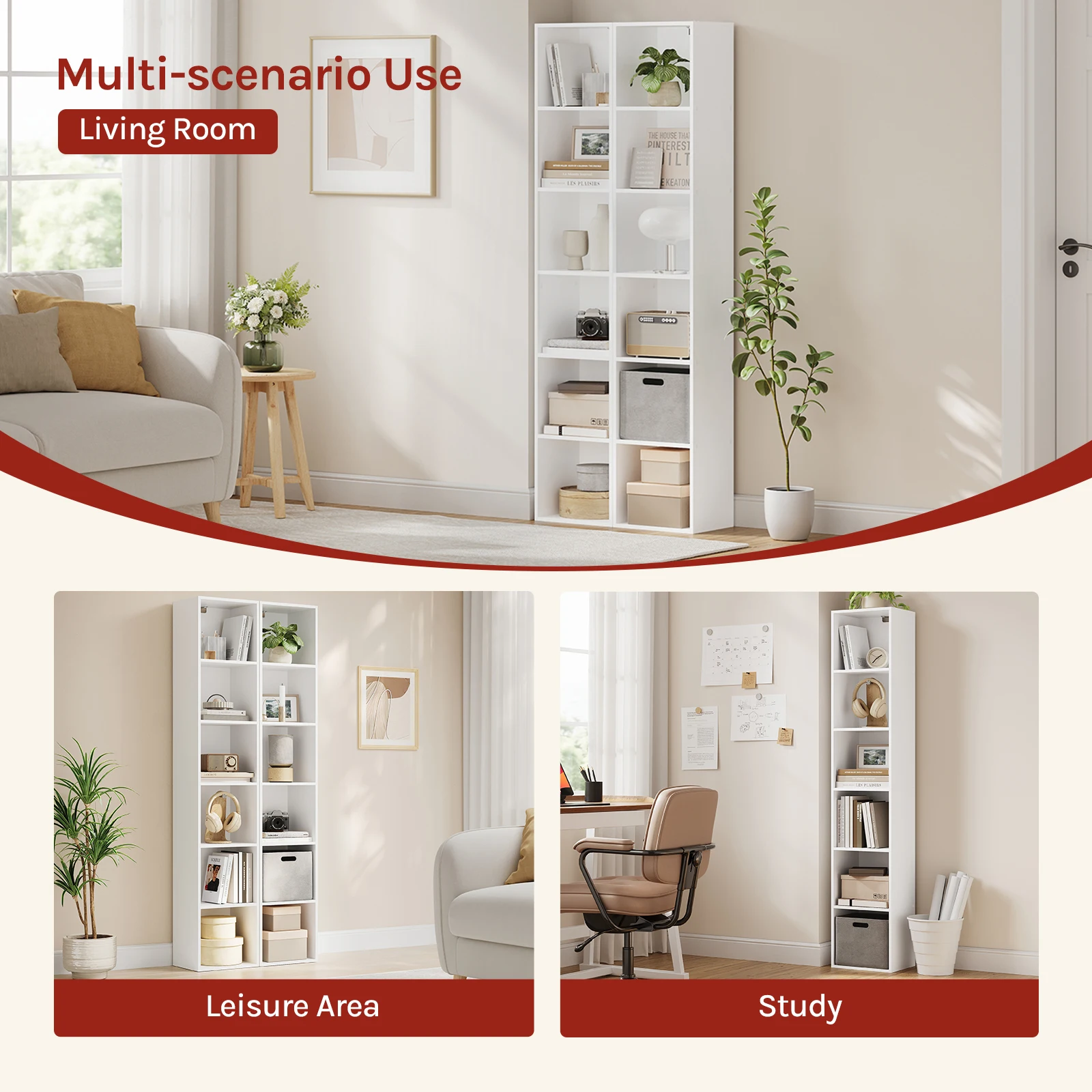 WOLTU 1 Stück weißes Bücherregal, Holz-Aufbewahrungswürfel, Bücherregale, Regaleinheit, Aufbewahrung für Wohnzimmer, Schlafzimmer, Arbeitszimmer – Detail 9
