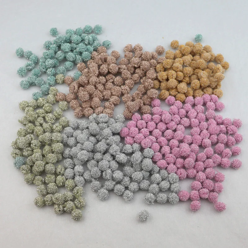 300Pcs 10mm Glitter Fluffy Pom Pom Balls Sewing on Scarf Shoes Hats Handmade DIY Headwear Hair Clip Bow Accessories Pompones Art