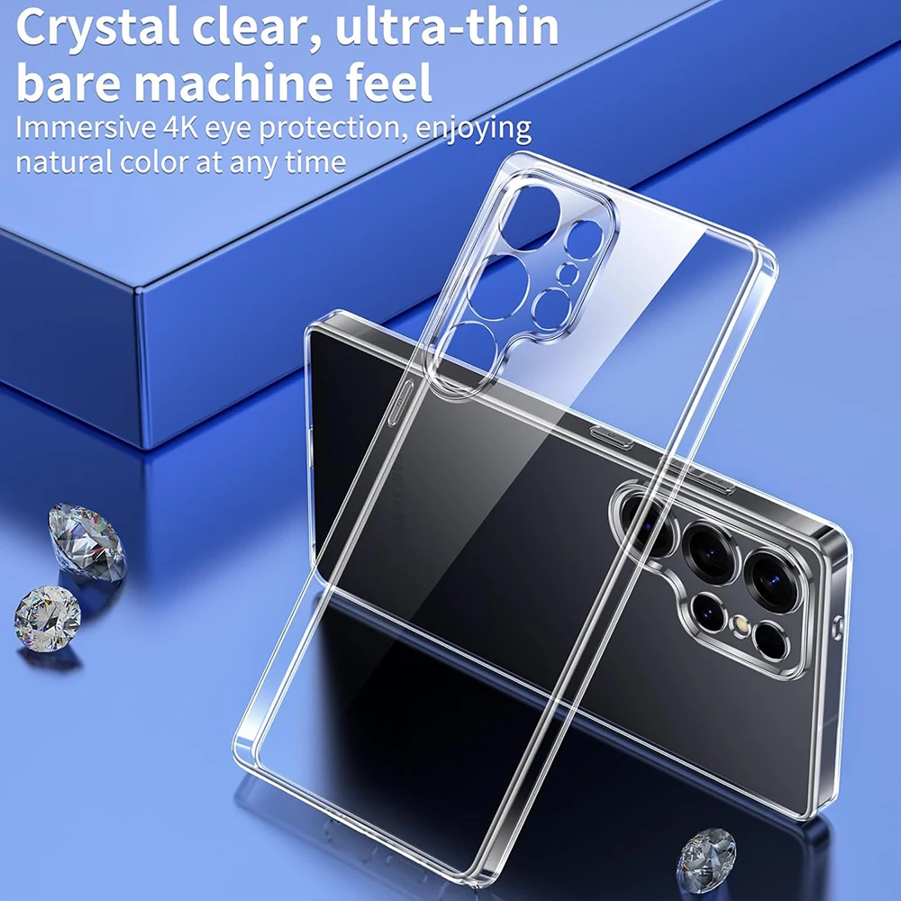 Full Camera Protection Silicone Soft Case For Samsung Galaxy S25 S24 S23 Ultra FE Plus Clear Ultra Thin Back Cover Shell S 25 24