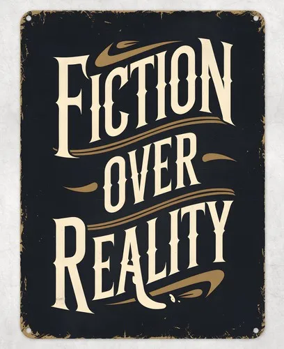 Fiction over Reality Metal Poster Wall Tin Sign Man Cave Shed Home Plaque --Tin Sign