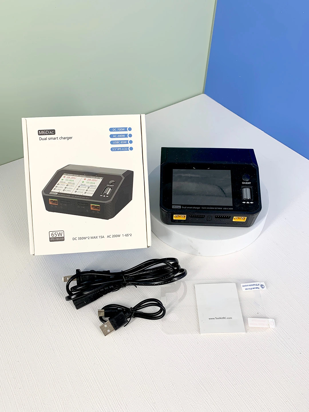 Dual-Channel Model Airplane Lithium Battery Balance Charger Pd65w Fast Charge