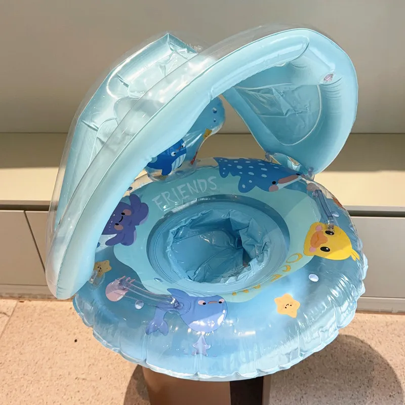 1Pcs Inflatable ﻿Pool Float Swim Tube Detachable Sunshade Swimming Ring Summer Beach Water Swim Floating Toys ﻿ view 3