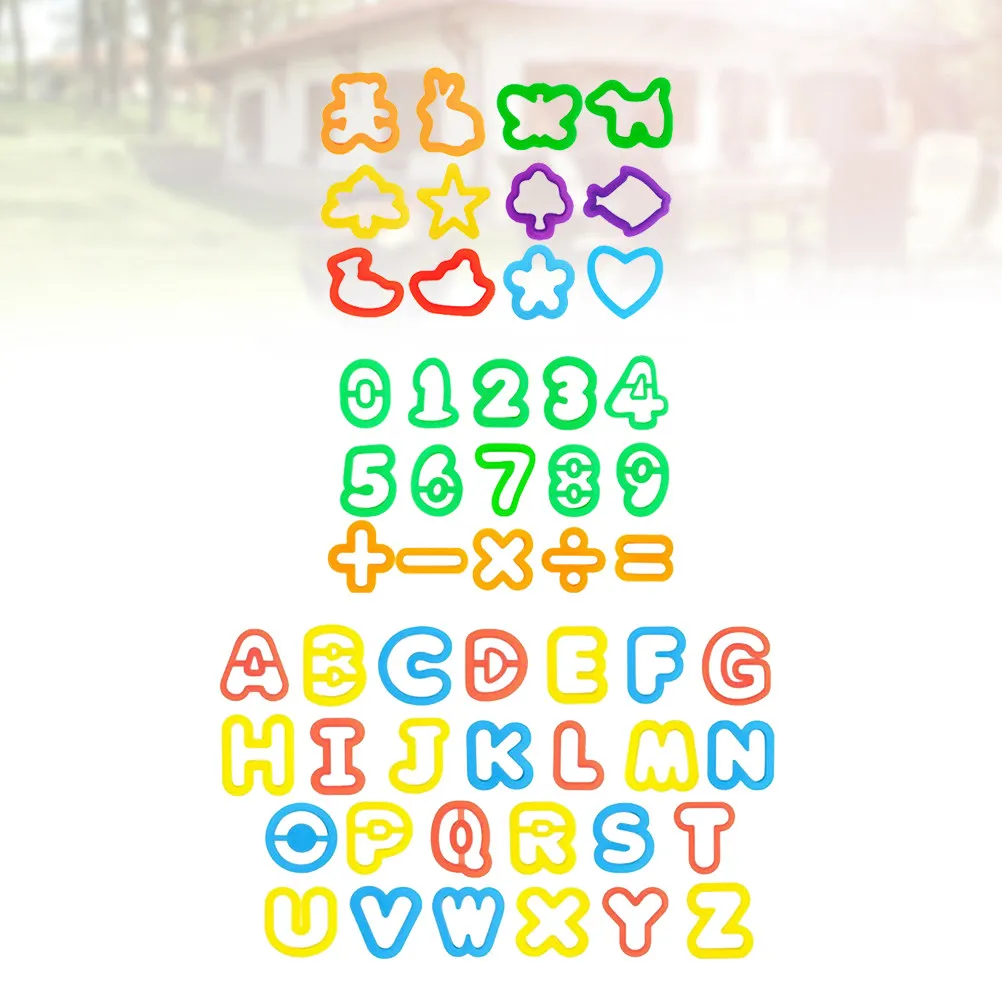 

53Pcs Color Clay Mold Set Letter Number Design Easy Grip DIY Assorted Patterns Creative Play Stress Relief for Kids Boys Girls